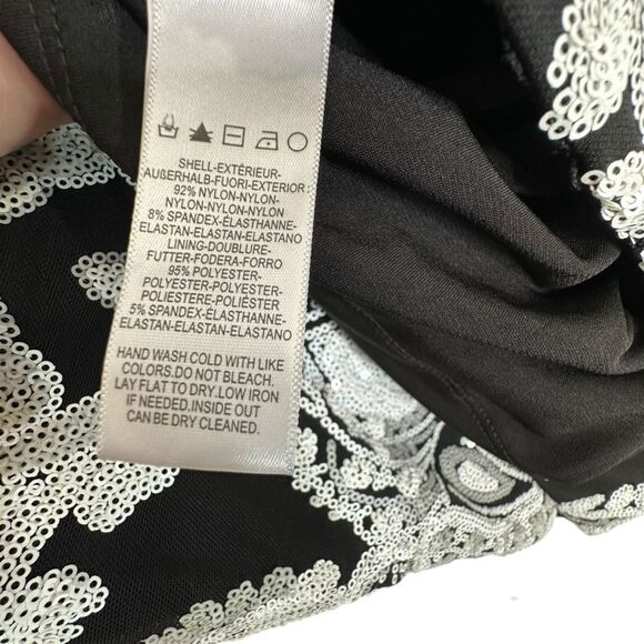 Dress the Population Black Silver Sequin Tabitha Paisley Cocktail Dress | Size S - Picture 8 of 8